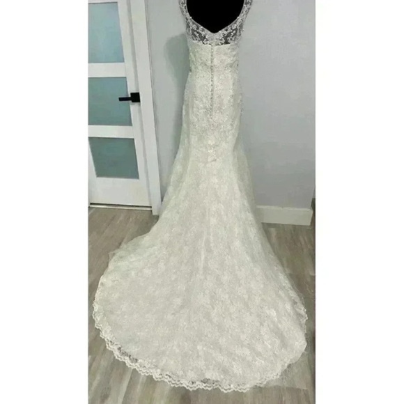 Wedding Dress Womens Size 4-6 Ivory Mermaid Lace Jewelled Clusters Elegant Roman - Picture 5 of 16